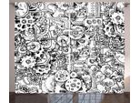 Abakuhaus Tenda Rustica Steampunk, Tema Produzione, Tende Universali Per Soggiorno Con Passanti E Ganci, 280 X 175 Cm, Bianco E Nero