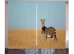 Abakuhaus Mondo Animale Tenda Rustica, Zebra Berg Gras, Tenda Per Camera Da Letto Con Passanti E Ganci, 280 X 175 Cm, Multicolore