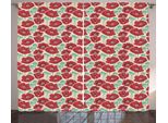 Abakuhaus Fiori Tenda Rustica, Effetto Acquerello Papavero, Soggiorno Nastro Universale Tende Con Passanti E Ganci, 280 X 175 Cm, Almond Verde Vermilion