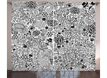 Abakuhaus Gekritzel Tenda Rustica, Hipster-Kuchen-Tee, Soggiorno Tenda Universale Con Passanti E Ganci, 280 X 175 Cm, Bianco Nero