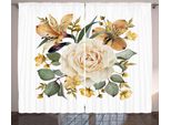 Abakuhaus Tenda Rustica Rosa, Bouquet Da Sposa Romantico, Tenda Con Passanti E Ganci Per Camera Da Letto, 280 X 175 Cm, Arancione Pallido Crema Verde