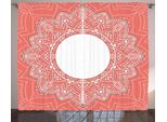 Abakuhaus Tenda Rustica Color Pesca, Design Pizzo Nuziale Morbida, Tenda Universale Per Soggiorno Con Passanti E Ganci, 280 X 175 Cm, Bianco Corallo