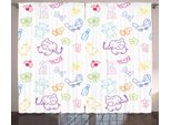 Abakuhaus Tenda Rustica Per Asilo Nido, Elefantino E Orsacchiotto, Tenda Con Passanti E Ganci Per Camera Da Letto, 280 X 175 Cm, Multicolore