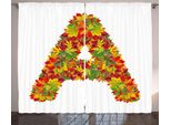 Abakuhaus Lettera A Tenda Rustica, Autumn Themed Kapital, Tenda Con Passanti E Ganci Per Camera Da Letto, 280 X 175 Cm, Giallo Vermiglio Verde