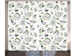 Abakuhaus Tè Party Tenda Rustica, Cuori Doodle, Tenda Con Passanti E Ganci Per Camera Da Letto, 280 X 175 Cm, Nero Bianco Verde
