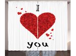 Abakuhaus Ti Amo Tenda Rustica, Bouquet Di Fiori D'amore, Cuore, Camera Da Letto Tenda Con Passanti E Ganci, 280 X 175 Cm, Bianco Rosso