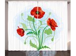 Abakuhaus Tenda Rustica Con Motivi Floreali, Bouquet Di Fiori Di Campo, Tenda Con Passanti E Ganci Per Camera Da Letto, 280 X 175 Cm, Verde Felce E Azzurro