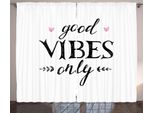 Abakuhaus Good Vibes Tenda Rustica, Foglie E Cuori Disegnati A Mano, Tende Universali Per Soggiorno Con Passanti E Ganci, 280 X 175 Cm, Nero Bianco Rosa