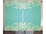 Abakuhaus Tenda Rustica Vintage, Flora Curlicues, Tenda Con Passanti E Ganci Per Camera Da Letto, 280 X 175 Cm, Seafoam Creme