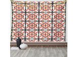 Abakuhaus Antico Arazzo, Tribù Etnica Azteca, Soggiorno Camera Da Letto Casa Arazzo In Raso Setoso, 200 X 150 Cm, Arancione Bianco Nero