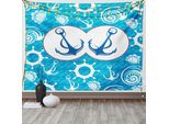 Abakuhaus Arazzo Nautico, Barca A Vela Nostalgica, Soggiorno Camera Da Letto Casa Arazzo In Raso Setoso, 200 X 150 Cm, Turchese Bianco Blu