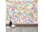 Abakuhaus Arazzo Estivo, Cerchio Geometrico Colorato, Soggiorno Camera Da Letto Casa Arazzo In Raso Setoso, 200 X 150 Cm, Lavanda Salmone Giallo Rosa
