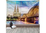 Abakuhaus Arazzo Europeo, Ponte Vecchio E Reno, Soggiorno Camera Da Letto Casa Arazzo In Raso Setoso, 200 X 150 Cm, Multicolore