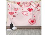 Abakuhaus Romantico Arazzo, Contorno Cuori Linee, Soggiorno Camera Da Letto Casa Arazzo In Raso Setoso, 200 X 150 Cm, Rosa Cipria Rosa Rosso