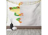 Abakuhaus Arazzo Africano, Frog Prince Reptiles, Arazzo Per Soggiorno O Camera Da Letto Arazzo In Raso Setoso, 150 X 100 Cm, Verde Giallo Arancione