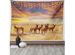 Abakuhaus Arazzo Safari, Animali Tropicali Africani, Soggiorno Camera Da Letto Casa Arazzo In Raso Setoso, 200 X 150 Cm, Giallo Marrone Rosso