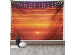 Abakuhaus Arazzo Naturale, Alba Sull'oceano, Soggiorno Camera Da Letto Casa Arazzo In Raso Setoso, 200 X 150 Cm, Arancione Viola Rosso