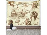 Abakuhaus Arazzo Nautico, Vecchia Nave Mercantile, Arazzo Per Soggiorno E Camera Da Letto Arazzo In Raso Setoso, 150 X 100 Cm, Giallo Chiaro Marrone