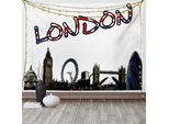 Abakuhaus Arazzo Colorato, Torre Di Londra Cartoon, Soggiorno Camera Da Letto Casa Arazzo In Raso Setoso, 200 X 150 Cm, Multicolore