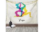 Abakuhaus Arazzo Yoga, Rosa Pilates Salute Umana, Soggiorno Camera Da Letto Casa Arazzo In Raso Setoso, 200 X 150 Cm, Giallo Verde Acqua Rosa
