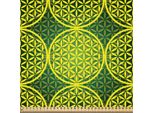Abakuhaus Tessuto Satinato Astratto Venduto Al Metro, Illustrazione Moderna Con Fiori Chiari, Vita, Meditazione, Codici Antichi E Icone, 3 M (148 X 300 Cm), Giallo Verde Cacciatore