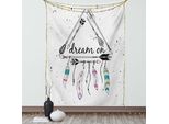 Abakuhaus Arazzo Indie, Stile Boho Tribale Etnico Frecce Forma Triangolare Sogno Scritto A Mano Piume, Soggiorno Camera Da Letto Tessuto Da Parete In Raso Setoso, 100 X 150 Cm, Nero Bianco Rosa