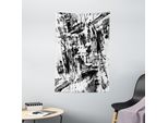 Abakuhaus Arazzo Bianco E Nero, Arte Grunge Vintage Con Pennellate Caotiche Immagine Arte Contemporanea, Soggiorno Camera Da Letto Tela Da Parete In Raso Setoso, 100 X 150 Cm, Nero Bianco Grigio