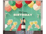 Abakuhaus Tenda Rustica Color Champagne, Buon Compleanno, Tenda Con Passanti E Ganci Per Camera Da Letto, 280 X 175 Cm, Multicolore
