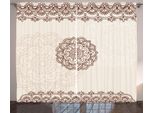 Abakuhaus Tenda Rustica In Henné, Motivi Geometrici A Spirale, Tenda Universale Per Soggiorno Con Passanti E Ganci, 280 X 175 Cm, Beige Marrone