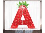 Abakuhaus Lettera A Tenda Rustica, Tema Divertente Fragola, Tende Universali Per Soggiorno Con Passanti E Ganci, 280 X 175 Cm, Rosso Cinabro Arancione Verde
