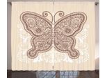 Abakuhaus Tenda Rustica In Henné, Motivo A Farfalle, Tenda Universale Per Soggiorno Con Passanti E Ganci, 280 X 175 Cm, Marrone E Bianco