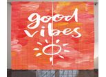Abakuhaus Good Vibes Tenda Rustica, Pennellate, Soggiorno Nastro Universale Tende Con Passanti E Ganci, 280 X 175 Cm, Corallo Scuro Bianco
