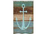Abakuhaus Anker Tenda Da Doccia Stretta, Nautical Rustic, Set Decorativo Per Bagno In Tessuto Con Ganci, 120 X 180 Cm, Pale Blue Brown Teal