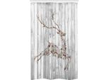Abakuhaus Hirsch Tenda Da Doccia Stretta, Natale Animali Rustico, Set Decorativo Per Bagno In Tessuto Con Ganci, 120 X 180 Cm, Multicolore Grigio