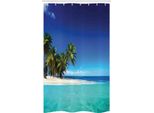 Abakuhaus Tenda Da Doccia Stretta Urwald, Seaside Nature Tropic, Set Decorativo Per Bagno In Tessuto Con Ganci, 120 X 180 Cm, Blu Reale Turchese