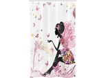 Abakuhaus Tenda Da Doccia Stretta Con Motivo A Farfalle, Giardino Fantastico, Set Decorativo Per Bagno In Tessuto Con Ganci, 120 X 180 Cm, Multicolore