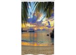 Abakuhaus Tenda Da Doccia Stretta Tropicale, Foto Esotica Di Spiaggia, Set Decorativo Per Bagno In Tessuto Con Ganci, 120 X 180 Cm, Multicolore