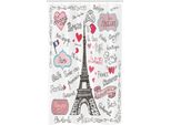 Abakuhaus Torre Eiffel Tenda Da Doccia Stretta, Parigi Scritta Cuore, Set Decorativo Per Bagno In Tessuto Con Ganci, 120 X 180 Cm, Nero Bianco Rosa