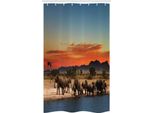 Abakuhaus Tenda Da Doccia Stretta Con Elefante, Safari Wildlife, Set Decorativo Per Bagno In Tessuto Con Ganci, 120 X 180 Cm, Azzurro Pallido Arancione Marrone