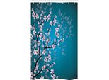 Abakuhaus Giapponese Tenda Da Doccia Stretta, Motivo Sakura Bloom, Set Decorativo Per Bagno In Tessuto Con Ganci, 120 X 180 Cm, Blu Petrolio Rosa Chiaro
