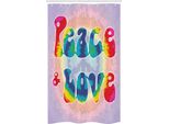 Abakuhaus Tenda Da Doccia Stretta Hippie, Effetto Peace Love Tie Dye, Set Decorativo Per Bagno In Tessuto Con Ganci, 120 X 180 Cm, Multicolore