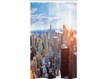 Abakuhaus New York Tenda Da Doccia Stretta, Quartiere Finanziario, Set Decorativo Per Bagno In Tessuto Con Ganci, 120 X 180 Cm, Multicolore