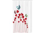 Abakuhaus Tenda Da Doccia Stretta Rossa E Bianca, Uccellini Primaverili, Set Decorativo Per Bagno In Tessuto Con Ganci, 120 X 180 Cm, Blu Cadetto Viola