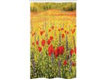 Abakuhaus Tenda Da Doccia Stretta Con Motivi Floreali, Campo Di Papaveri, Set Decorativo Per Bagno In Tessuto Con Ganci, 120 X 180 Cm, Giallo Rosso Verde
