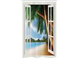 Abakuhaus Tenda Da Doccia Stretta, Paesaggio Nautico Sabbioso, Set Decorativo Per Bagno In Tessuto Con Ganci, 120 X 180 Cm, Verde Avorio Blu