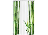Abakuhaus Tenda Da Doccia Asiatica Stretta, Rami Di Bambù, Set Decorativo Per Bagno In Tessuto Con Ganci, 120 X 180 Cm, Verde Felce Bianco