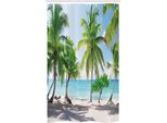 Abakuhaus Tenda Da Doccia Stretta, Palmen-Insel Shore, Set Decorativo Per Bagno In Tessuto Con Ganci, 120 X 180 Cm, Verde Acquamarina Cocco