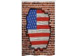 Abakuhaus Stati Uniti D'america Tenda Da Doccia Stretta, Bandiera Nazionale Americana, Set Decorativo Per Bagno In Tessuto Con Ganci, 120 X 180 Cm, Marrone Blu Rosso
