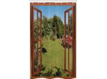 Abakuhaus Tenda Da Doccia Tropicale Stretta, Finestra Sul Cortile Posteriore Freschezza, Set Decorativo Per Bagno In Tessuto Con Ganci, 120 X 180 Cm, Verde Oliva Redwood