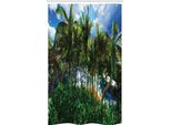 Abakuhaus Tenda Da Doccia Estiva Stretta, Palma Delle Hawaii, Set Decorativo Per Bagno In Tessuto Con Ganci, 120 X 180 Cm, Marrone Verde Blu